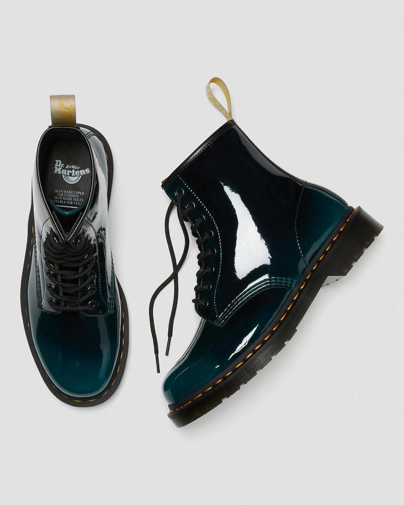 Black Women's Dr Martens Vegan 1460 Gloss Lace Up Boots | CA 222NWY